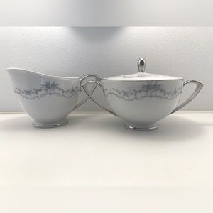 Mikasa Chadsworth White Bone China Sugar & Creamer Set